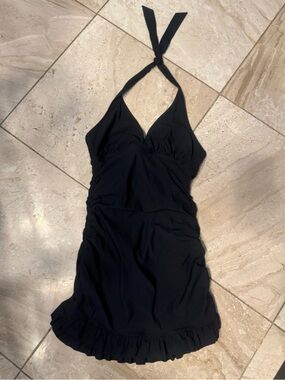 Spanx Love Your Assets Black Halter Swim dress.  Size Medium.
